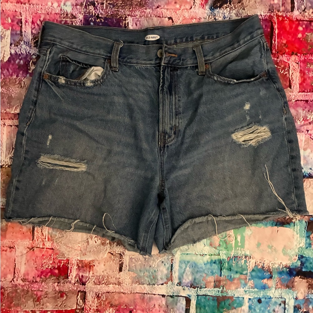 Old Navy Blue Jean Shorts Distressed Cut-Off